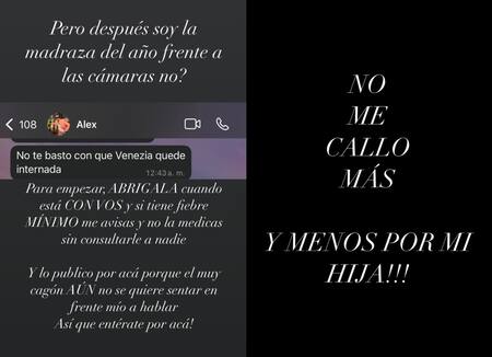 Las historias de Melody Luz contra Alex Caniggia. Fotos: Instagram @melodyluz