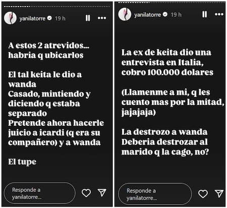 Las historias de Yanina Latorre. Foto: Instagram.