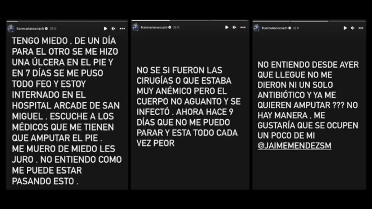 Mensajes de Fran Mariano ante sus problemas de salud. Foto: NA.