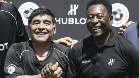 Diego Maradona y Pelé. Foto: NA.