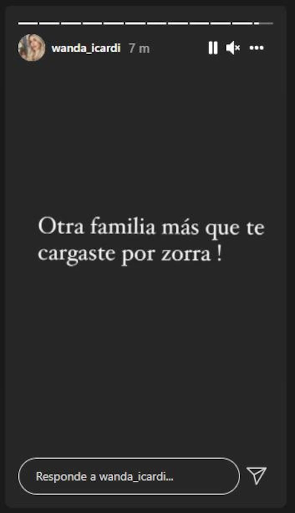 Wanda Nara, historia de Instagram