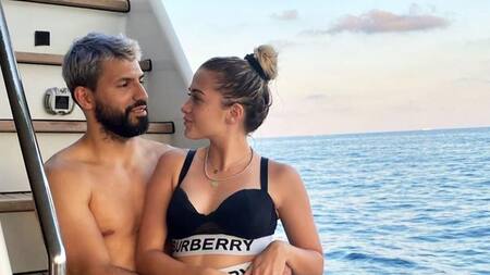 Kun Aguero disfruta de lujoso yate con su novia, foto @soficalzetti