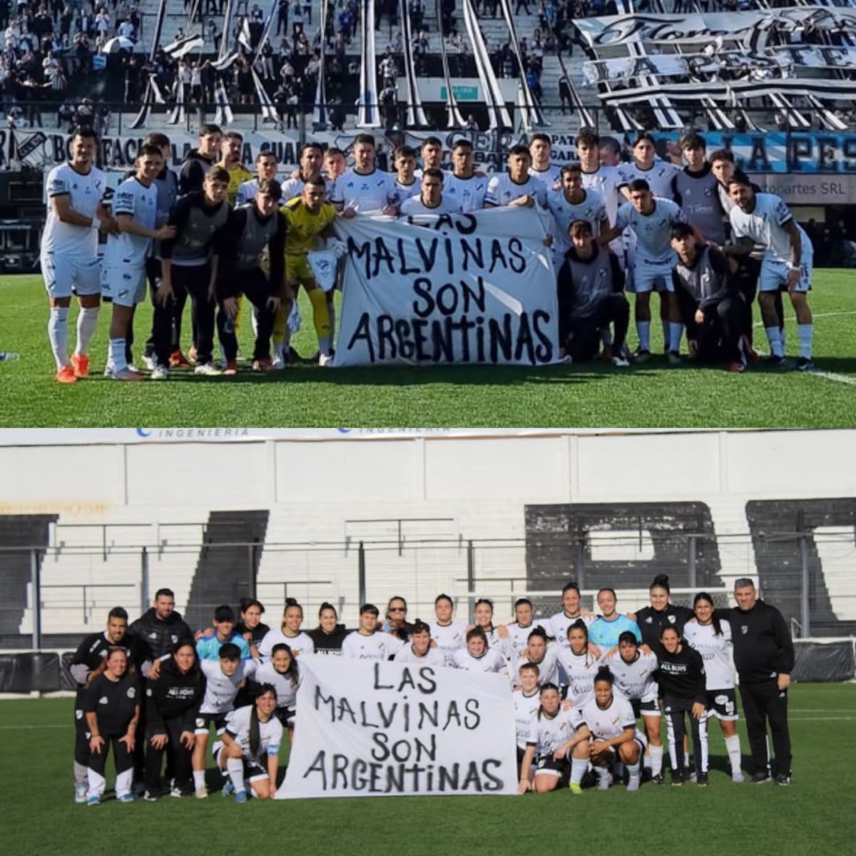 All Boys con bandera de Malvinas Argentinas.