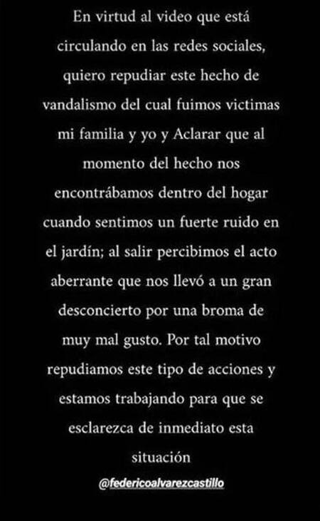 Descargo Marido Lara Bernasconi por el cerdo arrojado desde el aire