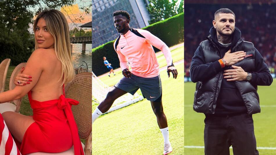 Wanda Nara, Keita Baldé y Mauro Icardi. Fotos: Instagram.