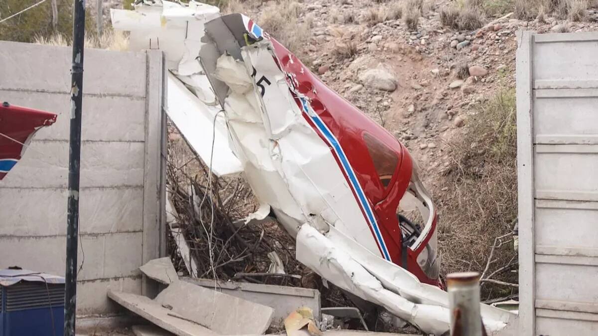 La avioneta que cayó en Mendoza. Foto: NA