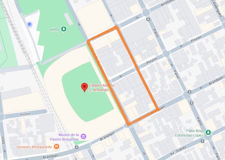 Las manzanas en conflicto para la ampliación de La Bombonera.