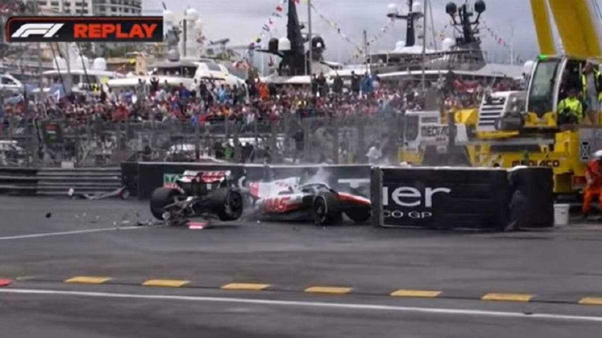 Accidente de Mick Schumacher en GP de Mónaco, foto captura video F1