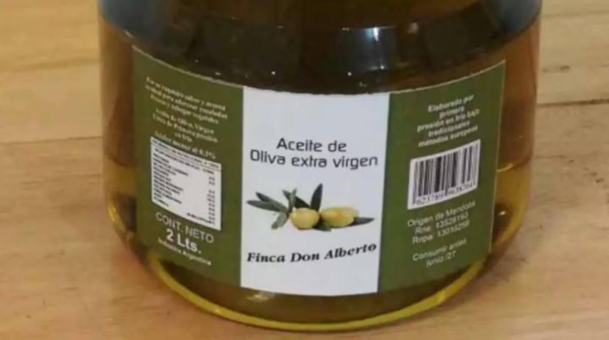 Aceite de oliva prohibido por ANMAT. Fuente: Captura
