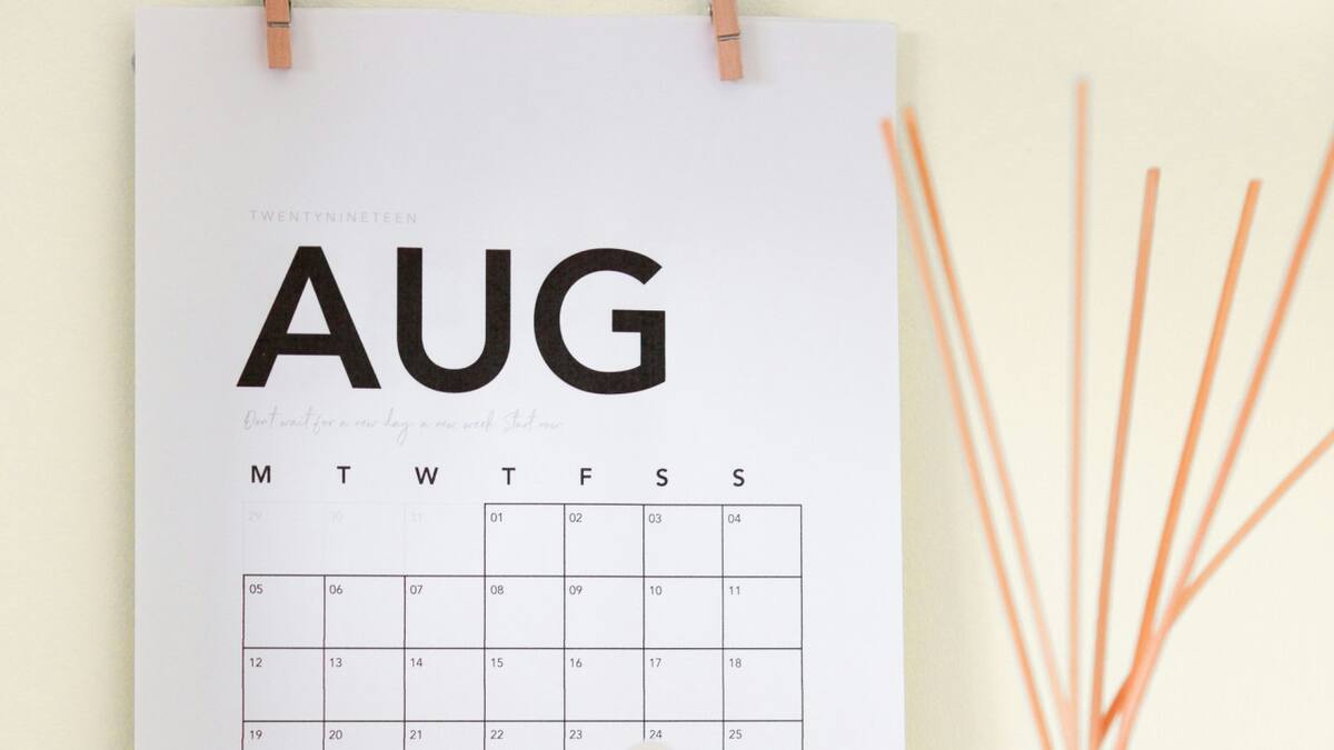 Agosto; calendario. Foto: Unsplash
