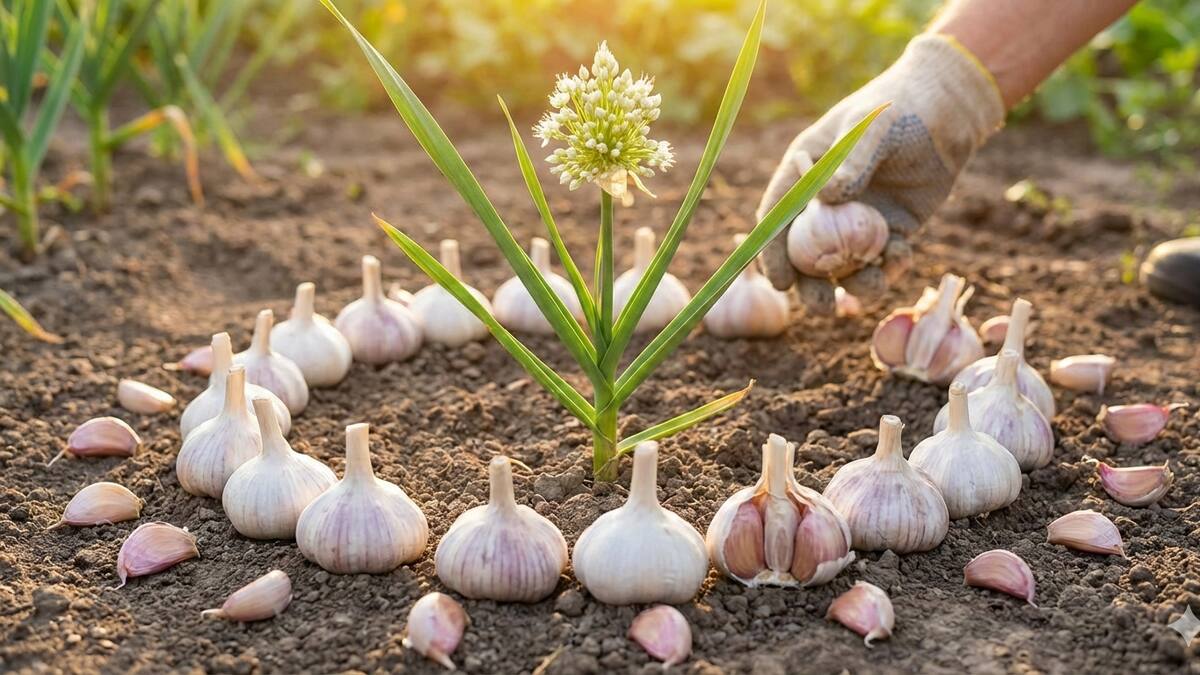 Dejar dientes de ajo alrededor de las plantas