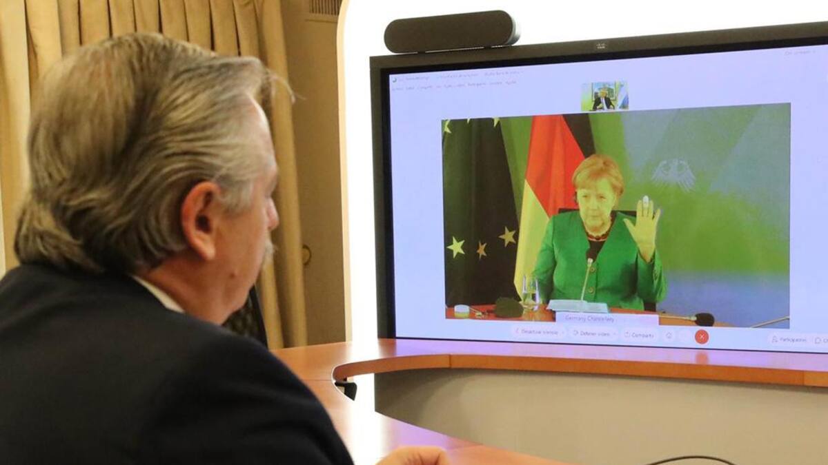 Alberto Fernández, Angela Merkel, videoconferencia, Foto Presidencia