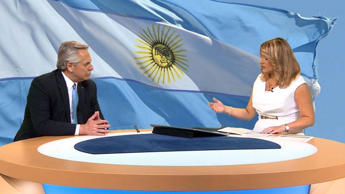 Alberto Fernández en la tv alemana, NA