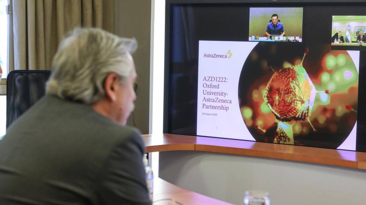Alberto Fernández junto al CEO de AstraZeneca Pascal Soriot, vacuna, NA