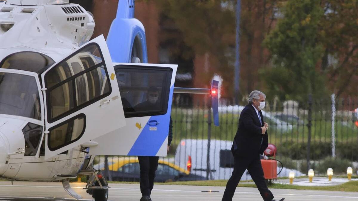 Alberto Fernández, viaje, helicóptero, NA