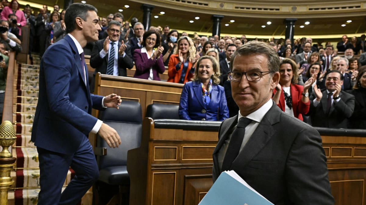 Alberto Núñez Feijoo, en la asunción de Pedro Sánchez como presidente del Gobierno español. Foto: Reuters