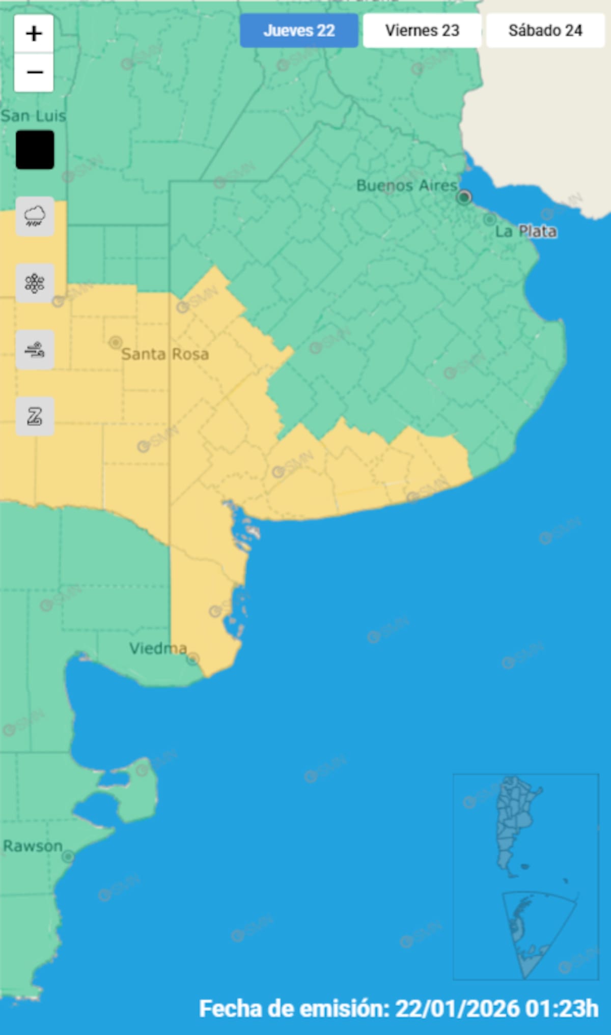Alerta amarilla por tormentas sobre Buenos Aires.