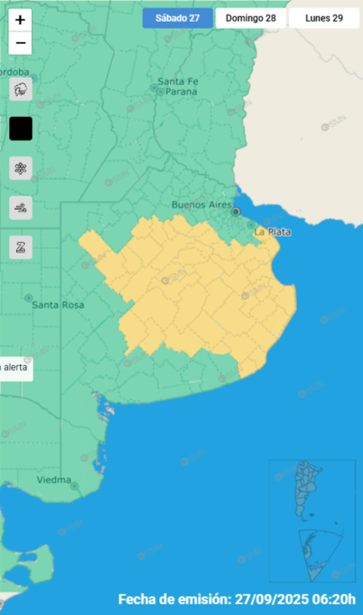 Alerta por lluvias en Buenos Aires.
