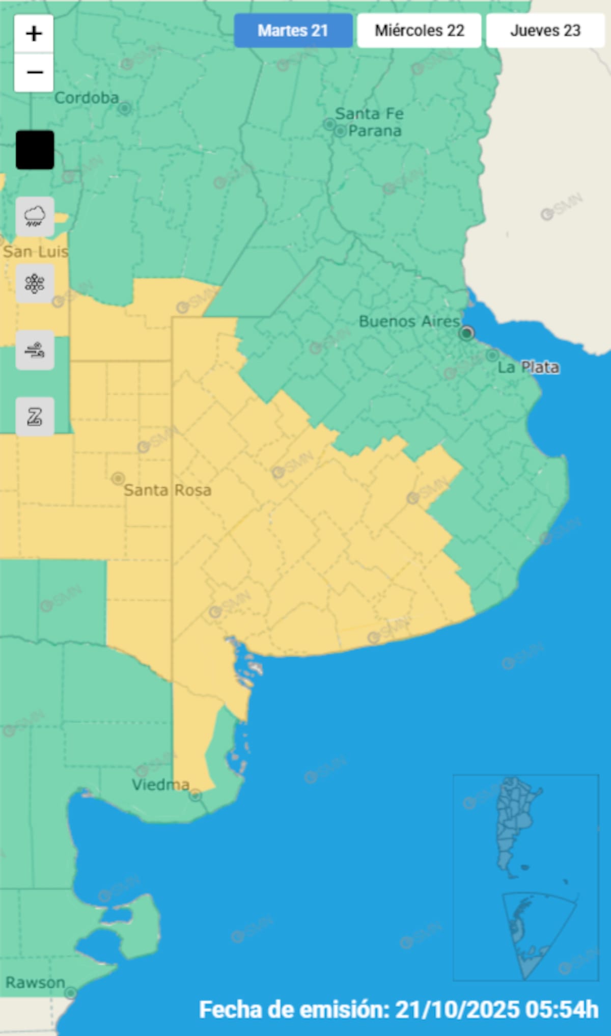 Alerta por tormentas en Buenos Aires.