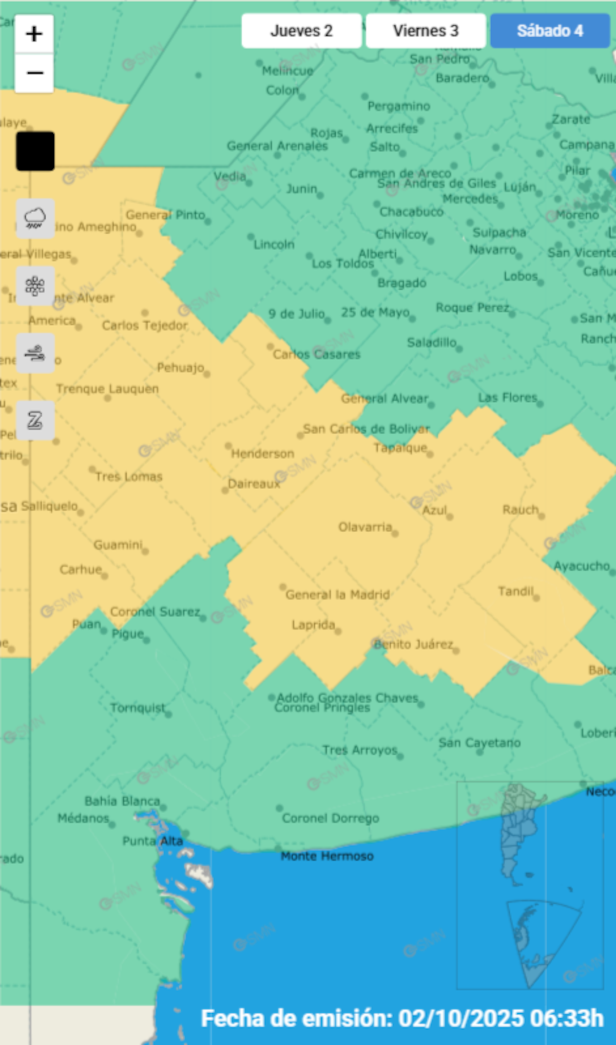 Alerta por tormentas sobre Buenos Aires.