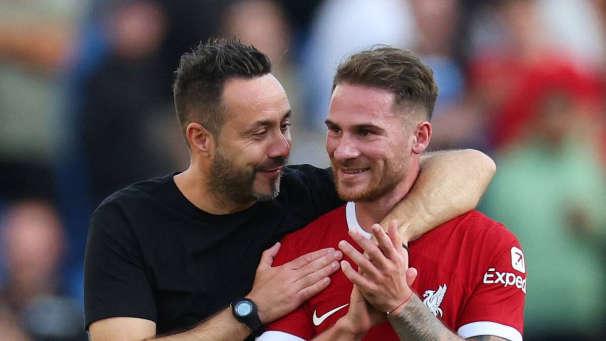 Alexis Mac Allister y Roberto De Zerbi. Foto: Reuters.