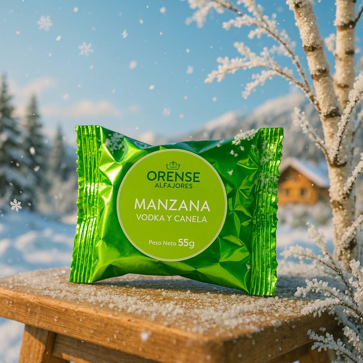 Alfajor Orense sabor manzana y vodka.