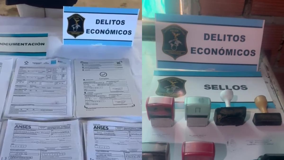En la vivienda encontraron documentación de ANSES, registros médicos y sellos de profesionales.
