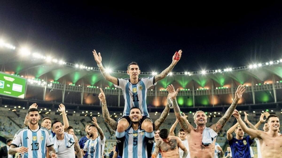 Ángel Dí María en el partido ante Brasil por Eliminatorias. Foto: @angeldimariajm