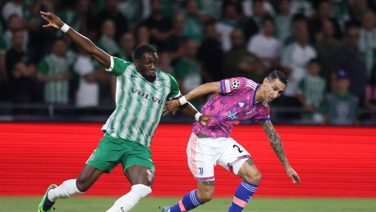 Ángel Dí María en la Juventus ante Maccabi Haifa por la Champions League. Foto: EFE.