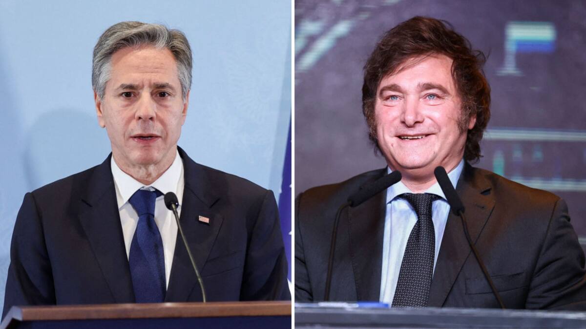 Antony Blinken y Javier Milei. Foto: Reuters.