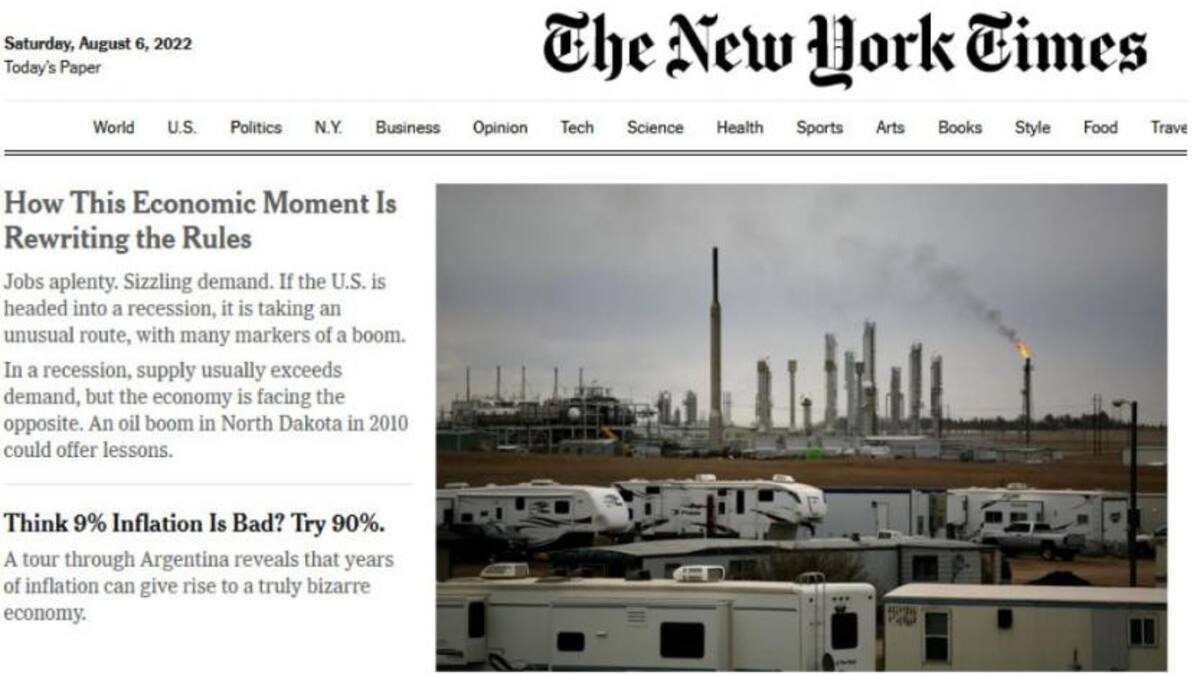 Artículo sobre inflación en Argentina del The New York Times. Foto: TNYT