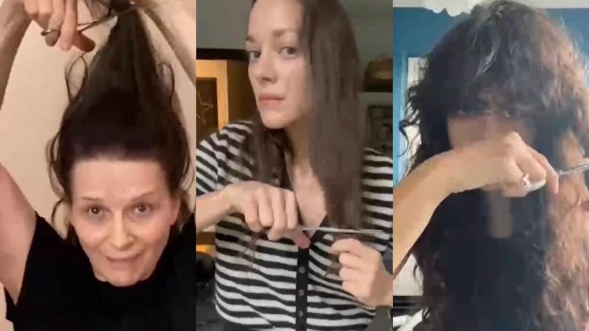 Artistas francesas se cortan el pelo en solidaridad con las mujeres iraníes. Fotos: captura de videos.