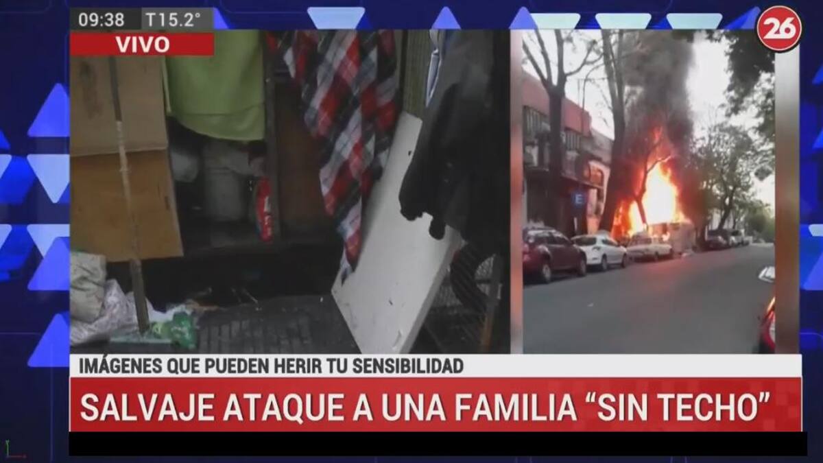 Ataque a familia "sin techo", móvil Canal 26
