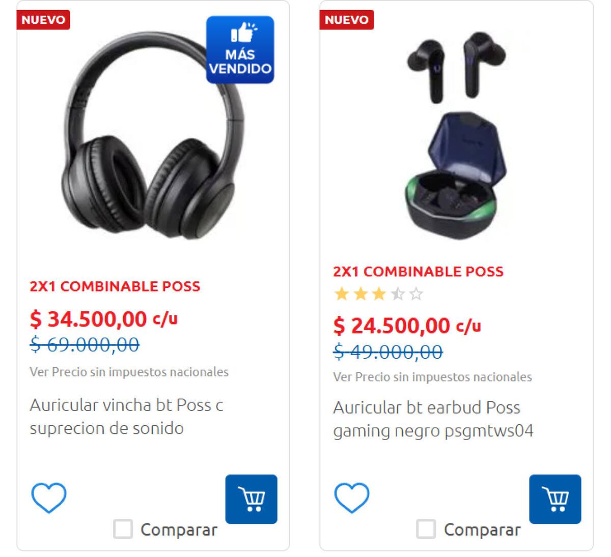 Auriculares 2x1. Foto: Carrefour.