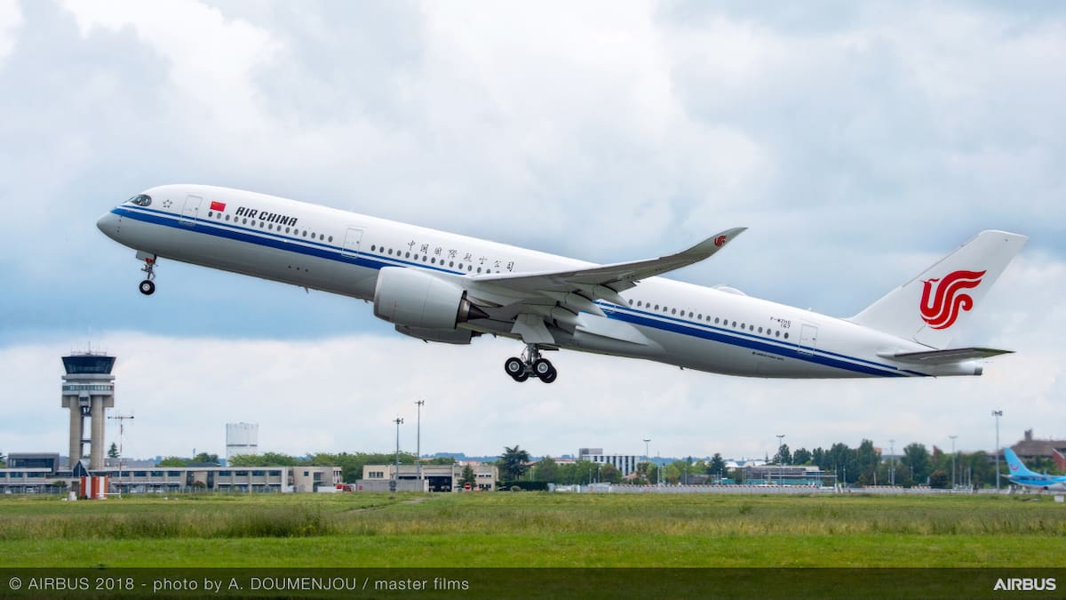 Avión de Air China. Foto: web Airbus.