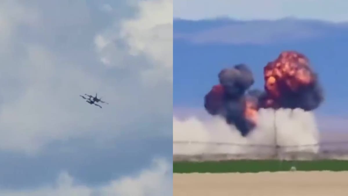 Video impactante: dos aviones militares chocaron en pleno show aéreo en Estados Unidos