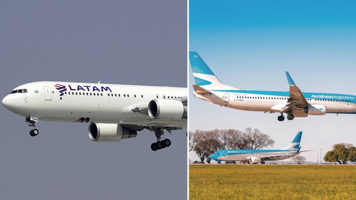 Aviones LATAM y Aerolíneas Argentinas. Fotos: NA