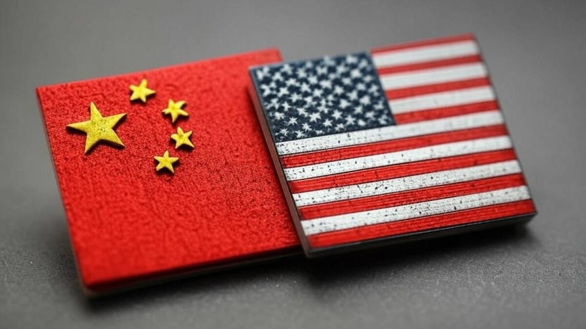 Bandera de China; bandera de Estados Unidos. Foto: Grok.