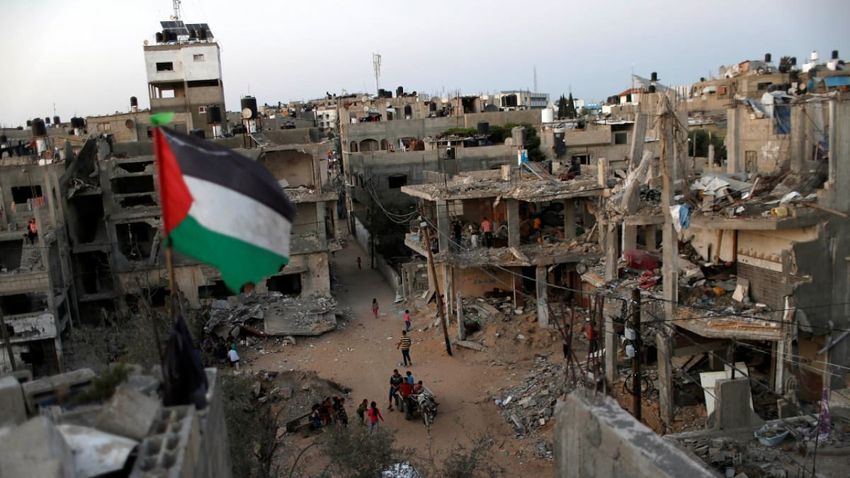 Bandera de Palestina en la Franja de Gaza. Foto: Reuters.