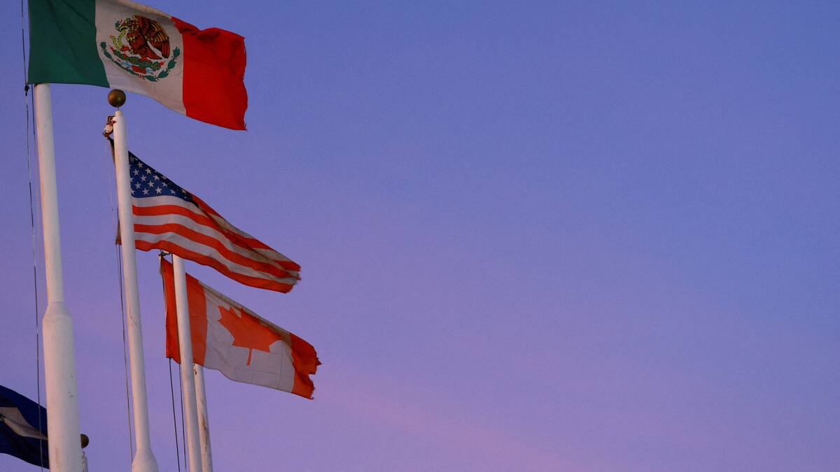 Banderas de México, Estados Unidos y Canadá. Foto: Reuters/Jose Luis Gonzalez