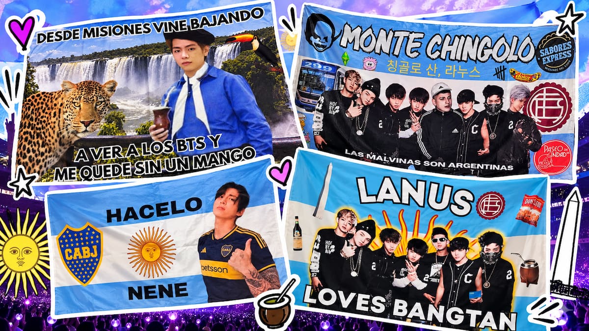 Banderas hechas por las fanáticas de BTS.