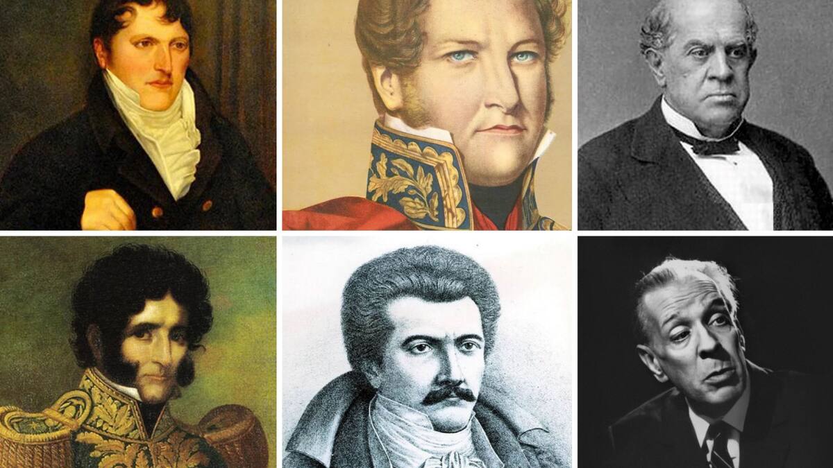 Belgrano, Rosas, Sarmiento, Quiroga, Laprida y Borges