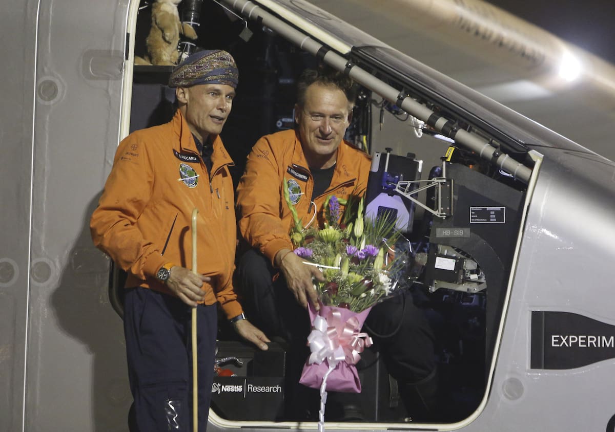Bertrand Piccard en el inicio de la misión Solar Impulse 2, 2015. Foto: NA