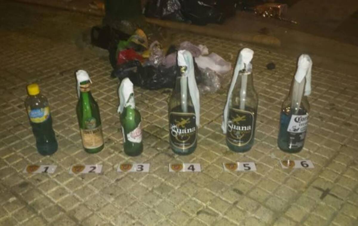 Bombas molotov incautadas a detenidos tras marcha por reforma previsional