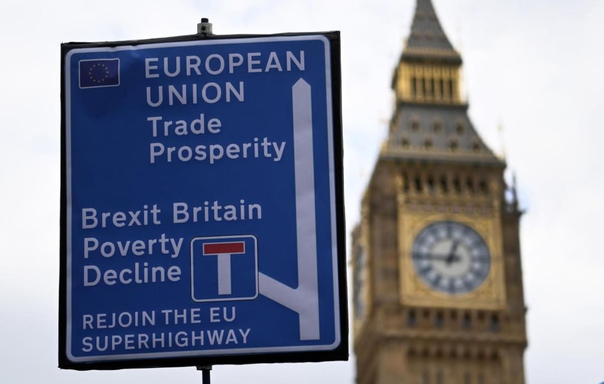 Brexit. Manifestantes en Londres, Febrero 2023. Foto Reuters