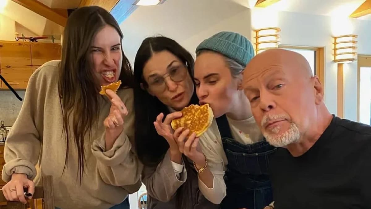 Bruce Willis junto a sus hijas y su esposa. Foto: NA.