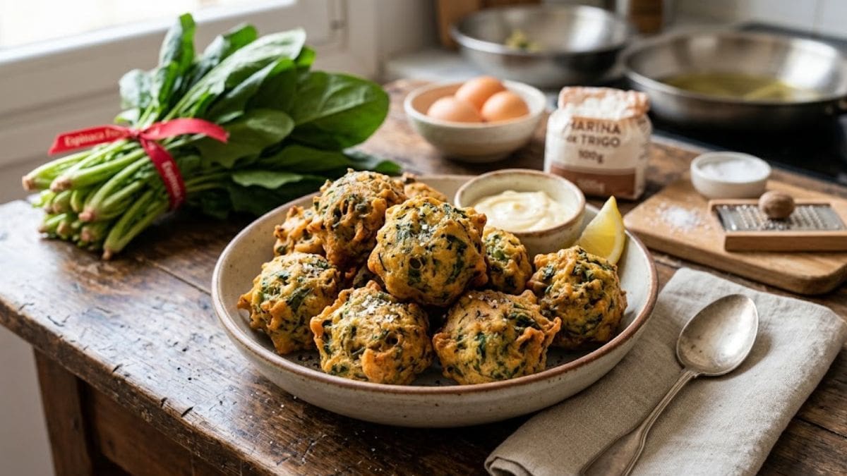 Buñuelos de espinaca: cómo hacerlos en 25 minutos con 1 atado de espinaca, 2 huevos y 100 g de harina