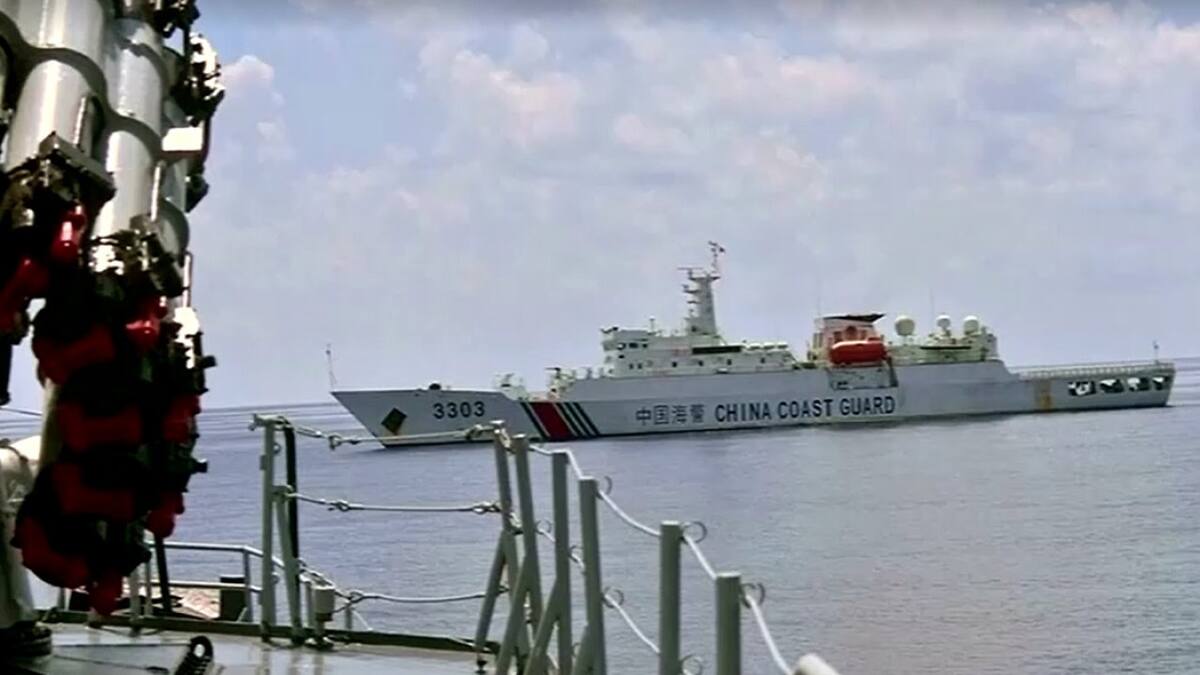 Buque de la Prefectura de China. Foto: captura de video Reuters.