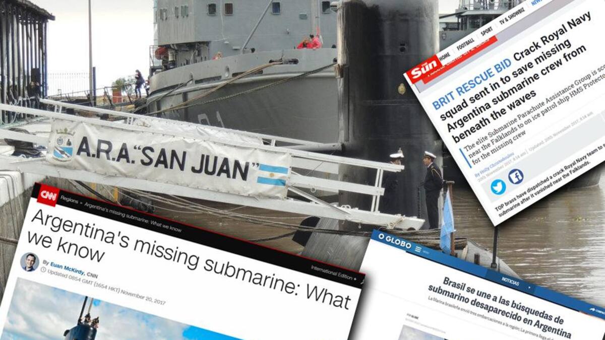 La búsqueda del ARA San Juan, en la portada de los medios del mundo