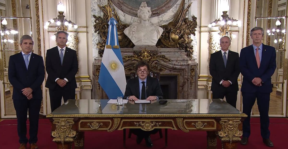 Cadena Nacional del Presidente Javier Milei. Foto: Captura de X/ @OPRArgentina